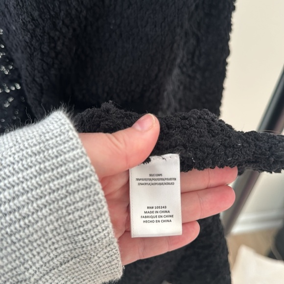 Bobeau Black Open Front Cardigan Pocket Popcorn Textured Cardigan Sweater XS - Picture 5 of 6
